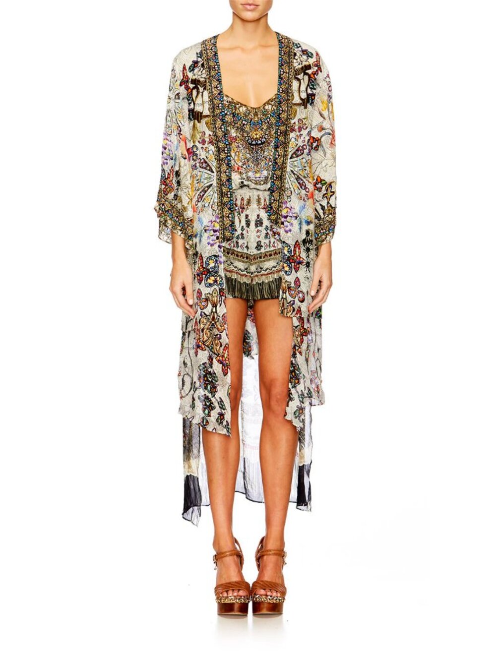 Camilla Raise Your Glass Kimono‎ with Long Overlay Robe Duster Size XS